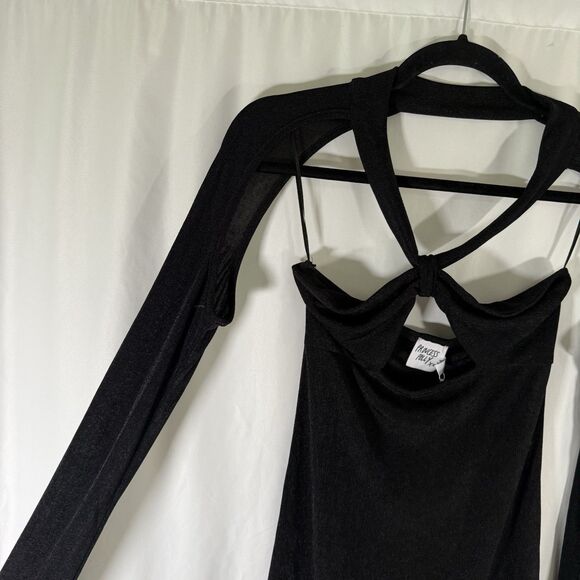 New Princess Polly Giovanni Mini Dress Womens 6 Black Pull On Unlined Semi Sheer - Picture 7 of 15